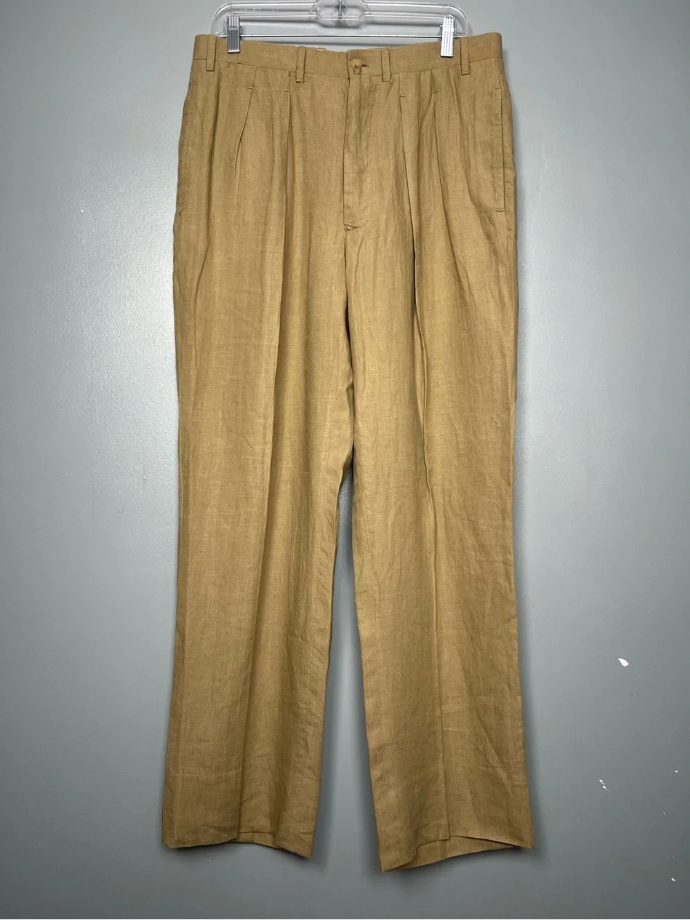 Giuliva Heritage Men’s Umberto Linen Straight Leg Trousers Pants IT 48 Size 32